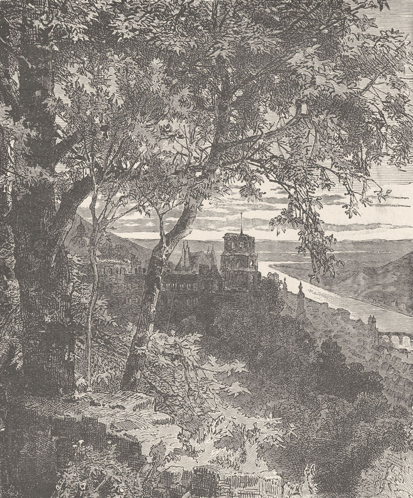 GERMANY. The castle of Heidelberg 1903 old antique vintage print picture